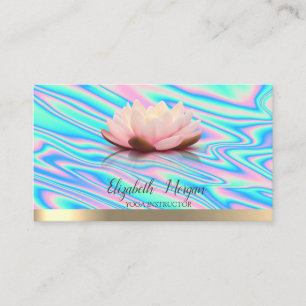 Gold Lotus Flower Yoga Instructor Holographic Business Card