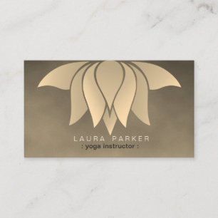Gold Lotus Flower Yoga Instructor Meditation Retro Business Card