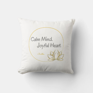 Gold Lotus Inspirational Buddha Quote White Throw Cushion