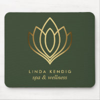 Gold lotus logo Green | Personalised add your name