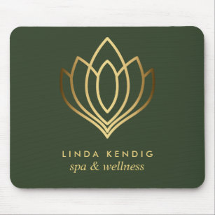 Gold lotus logo Green   Personalised add your name Mouse Pad