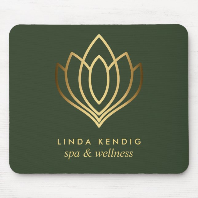 Gold lotus logo Green | Personalised add your name Mouse Pad (Front)