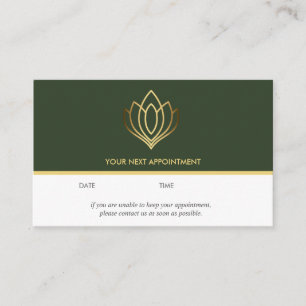 Gold Lotus logo Green wellness massage yoga Business Card