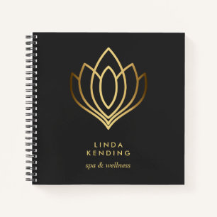 Gold Lotus Logo Grey Personalised Monogram Notebook