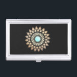 Gold Lotus Mandala Logo Massage Therapy and Yoga Business Card Holder<br><div class="desc">Chic and elegant with a contemporary touch. Beautiful faux gold lotus flower mandala inspired rosette decoration. Turquoise centre. Also ideal for beauty salons,  spas,  cosmetologists,  jewellery designers,  personal assistants,  dancers,  boutiques,  interior designers,  hair and fashion stylists and more.</div>