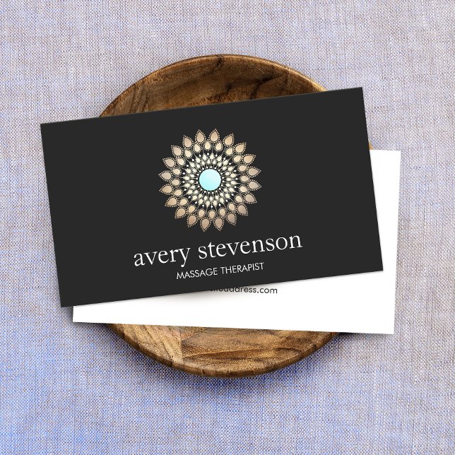 Gold Lotus Mandala Massage Therapist and Yoga Business Card (Creator Uploaded)