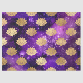 Gold Lotus on Purple Galaxy Decoupage Tissue Paper