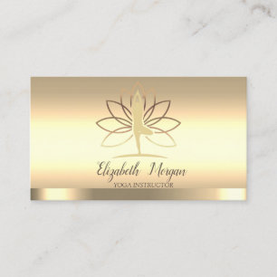 Gold Lotus Women Silhouette Yoga Instructor Business Card