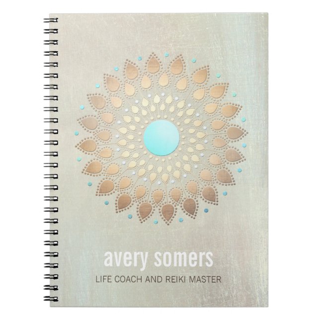 Gold Lotus Yoga and Meditation Teacher Wellness Spiral Notebook (Front)