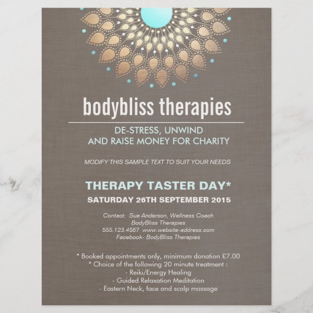 Gold Lotus Yoga Holistic Health Therapist Flyer (Front)