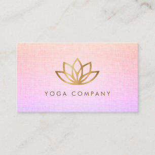 Gold Lotus Yoga Instructor Purple Business Card
