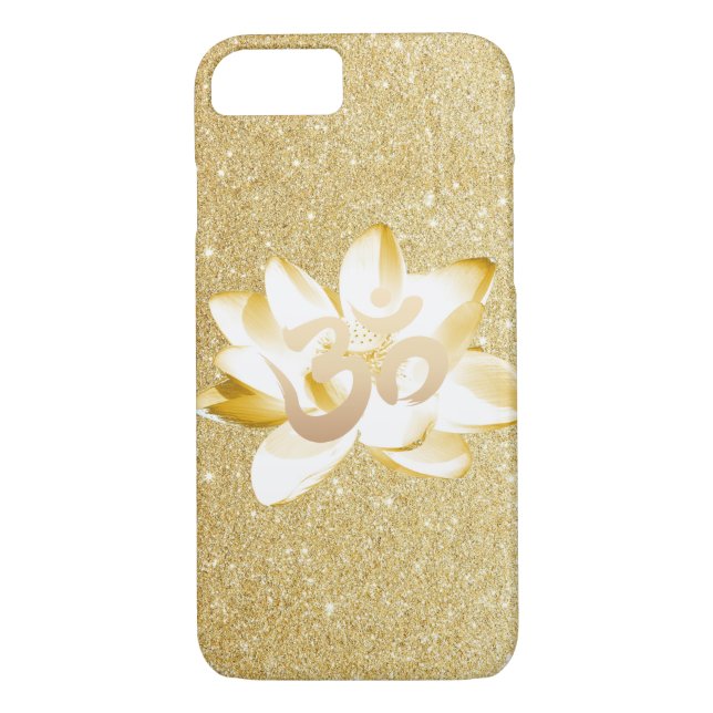 Gold Lotus & Yoga Om Symbol Gold Glitter Case-Mate iPhone Case (Back)