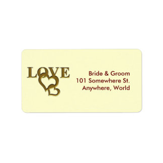Gold Love and Hearts Signature Address Labels