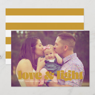 Gold Love and Light Single Photo Hanukkah Card