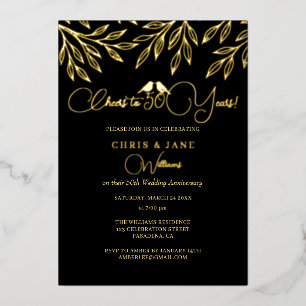 Gold Love Birds 50th Wedding Anniversary 