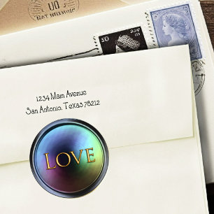 Gold Love Envelope Seal Dark Iridescent