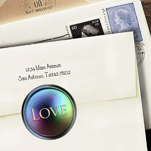 Gold Love Envelope Seal Dark Iridescent