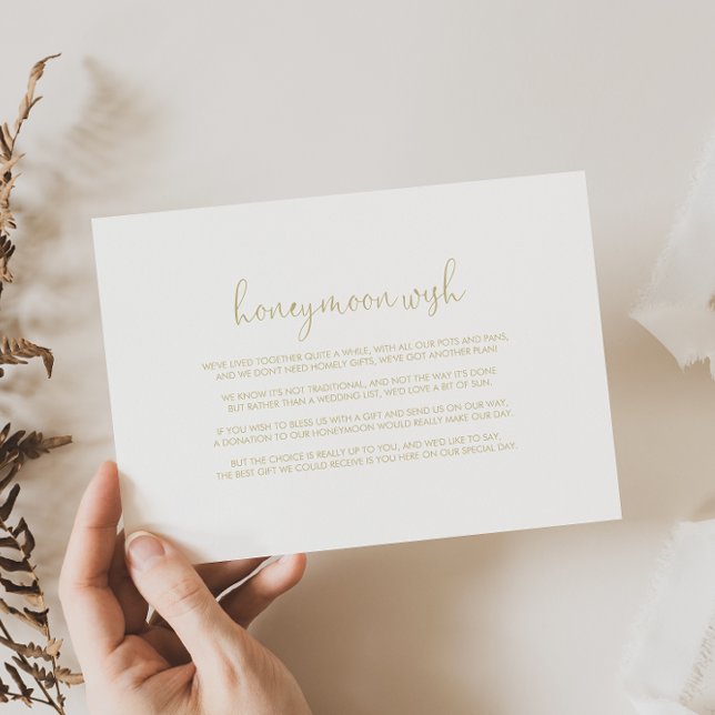 Gold Love Fancy Script Honeymoon Wish  Enclosure Card (Creator Uploaded)