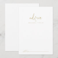 Gold Love Fancy Script Wedding Advice Card