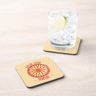 GOLD LOVE FOR VALENTINE ANNIVERSARY WEDDING COASTER