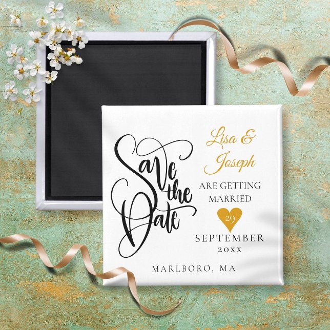 Gold Love Heart Save the Date Magnet (Creator Uploaded)