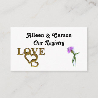 Gold Love Hearts and Purple Thistle Registry Card