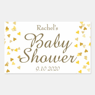 Gold Love Hearts Baby Shower / Sprinkle / Couples Rectangular Sticker
