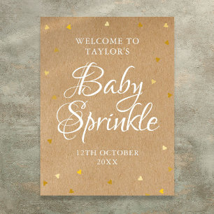 Gold Love Hearts Baby Sprinkle Boho Welcome Sign