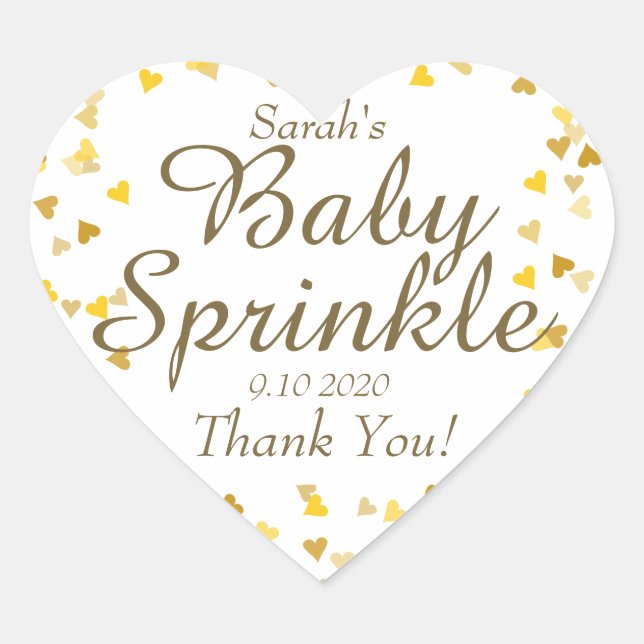 Gold Love Hearts Baby Sprinkle / Shower / Couples Heart Sticker (Front)