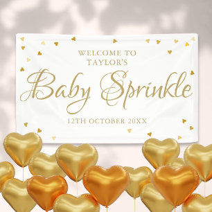 Gold Love Hearts Baby Sprinkle / Shower Welcome Banner