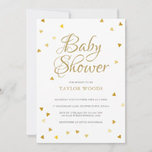 Gold Love Hearts Confetti Baby Shower / Sprinkle Invitation