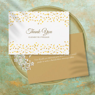 Gold Love Hearts Confetti Elegant Script Thank You