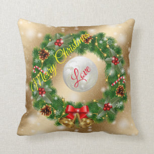 Gold Love Merry Christmas Cushion