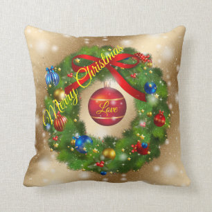 Gold Love Merry Christmas Cushion