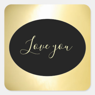 Gold "Love" Square Sticker