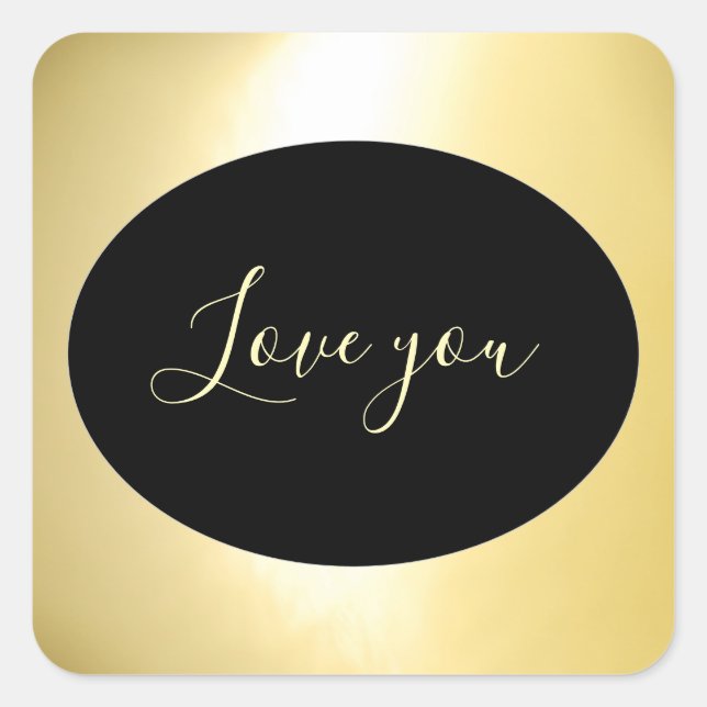 Gold "Love"   Square Sticker (Front)