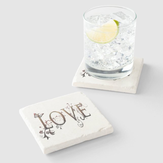 Gold Love Stone Coaster (Side)