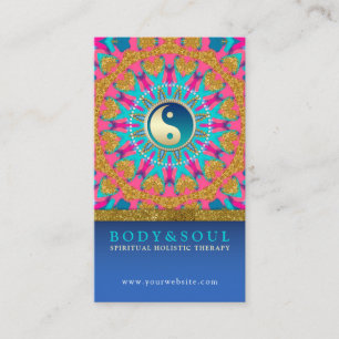 Gold Love Yin-Yang New Age Aqua Pink Business Card