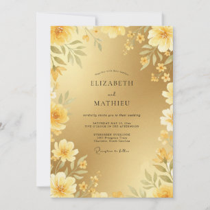 Gold Lustrous Formal Wedding Invitation