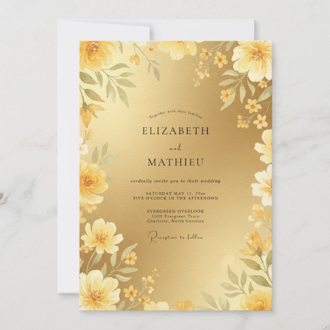 Gold Lustrous Formal Wedding Invitation (Front)