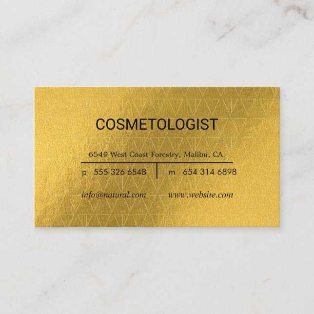 Gold Lux Geometric Pattern | Cosmetologist Business Card (Front)