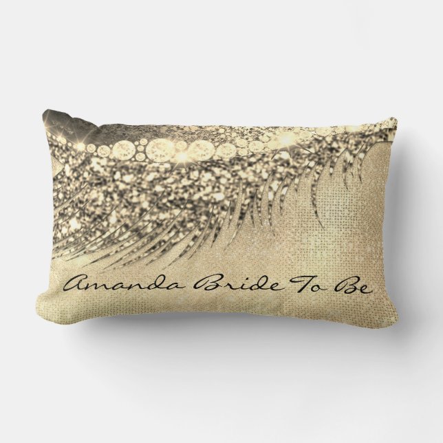 Gold Lux Makeup Lash Champagne Spark Bride Lumbar Cushion (Front)