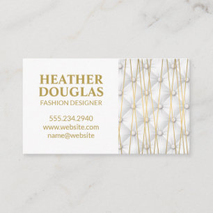 Gold Lux Metallic Lines White Interior Upholster Business Card