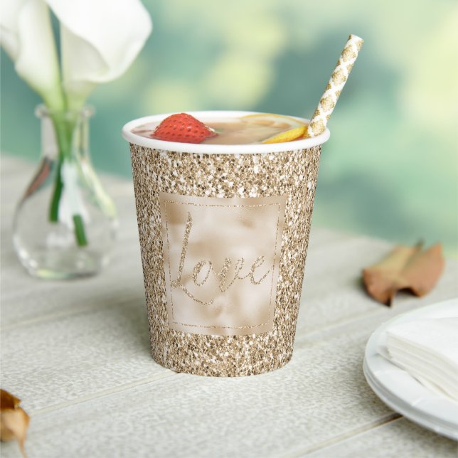 Gold Luxe Glitter Love Christmas      Paper Cups (Insitu)