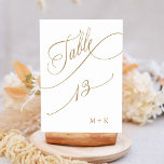 Gold Luxury Calligraphy Wedding Number 13, Table Number<br><div class="desc">Table 13. Please check all available numbers. | Luxury and elegant swirly calligraphy wedding table number with your initials.  For more advanced customisation of this design,  please click the BLUE DESIGN TOOL BUTTON above!</div>