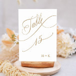 Gold Luxury Calligraphy Wedding Number 15, Table Number<br><div class="desc">Table 15. Please check all available numbers. | Luxury and elegant swirly calligraphy wedding table number with your initials.  For more advanced customisation of this design,  please click the BLUE DESIGN TOOL BUTTON above!</div>