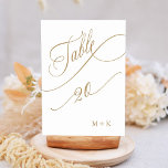 Gold Luxury Calligraphy Wedding Number 20, Table Number<br><div class="desc">Table 20. Please check all available numbers. | Luxury and elegant swirly calligraphy wedding table number with your initials.  For more advanced customisation of this design,  please click the BLUE DESIGN TOOL BUTTON above!</div>