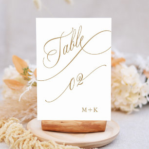 Gold Luxury Calligraphy Wedding Number 2, Table Number