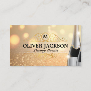 Gold Luxury Champagne Bottles Business Card