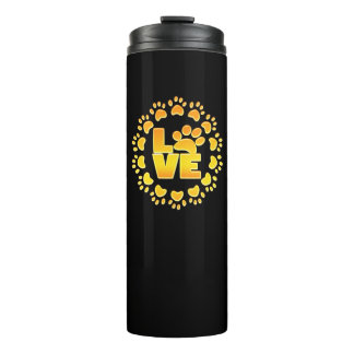 Gold luxury decoration dog paw shiny print thermal tumbler